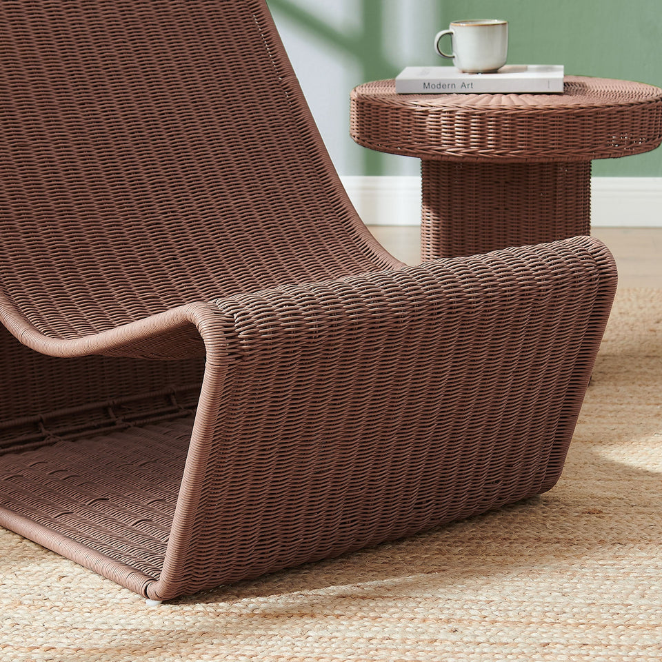 Eira Curved Low Seat Natural Rattan Lounge Chair by Modway