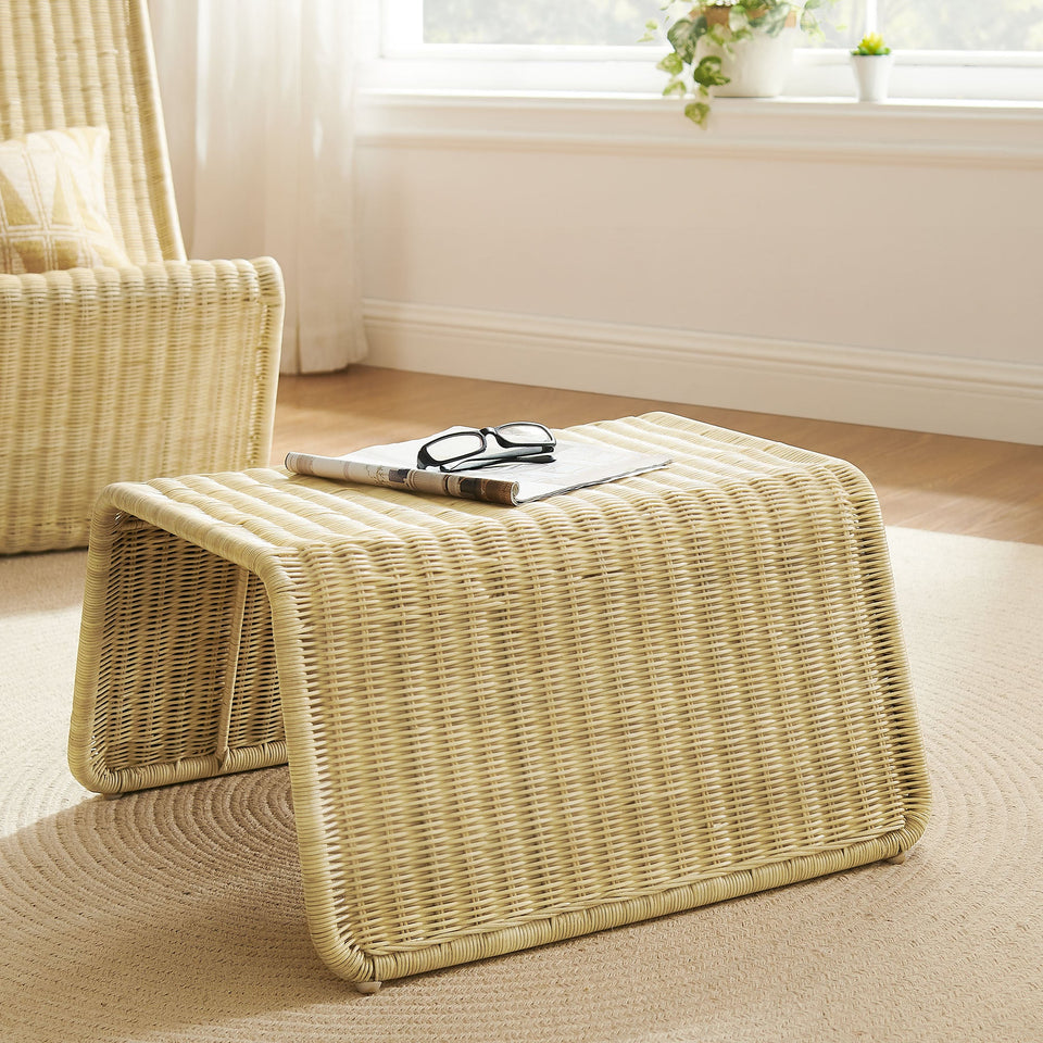 Eira Waterfall Natural Rattan Ottoman by Modway