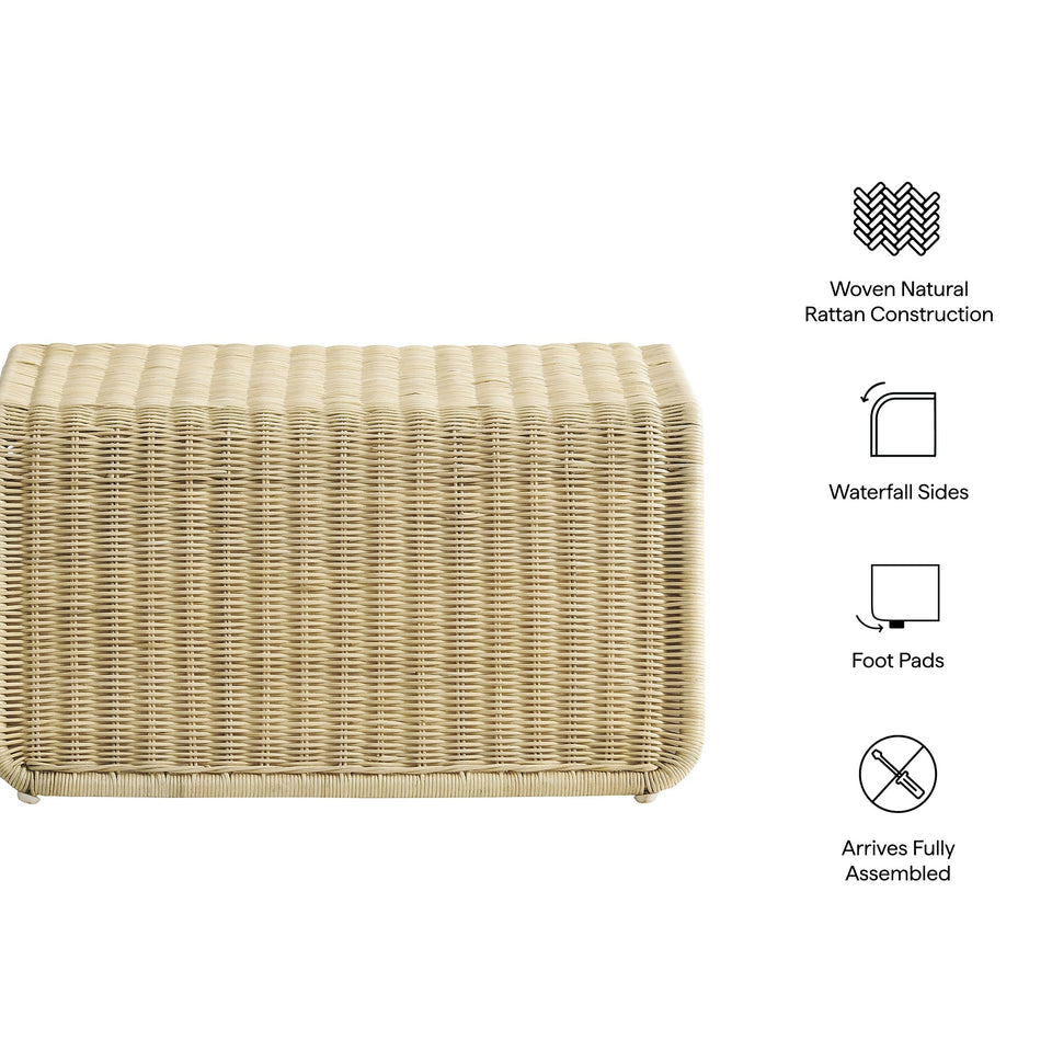 Eira Waterfall Natural Rattan Ottoman by Modway
