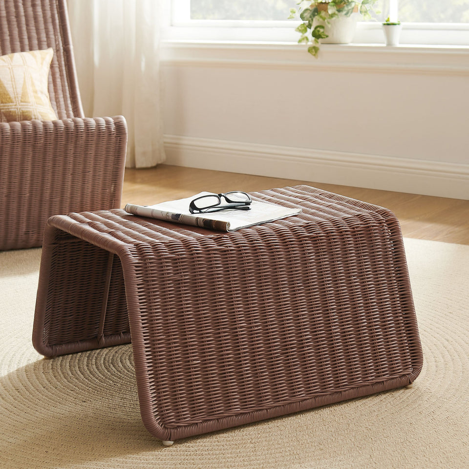 Eira Waterfall Natural Rattan Ottoman by Modway
