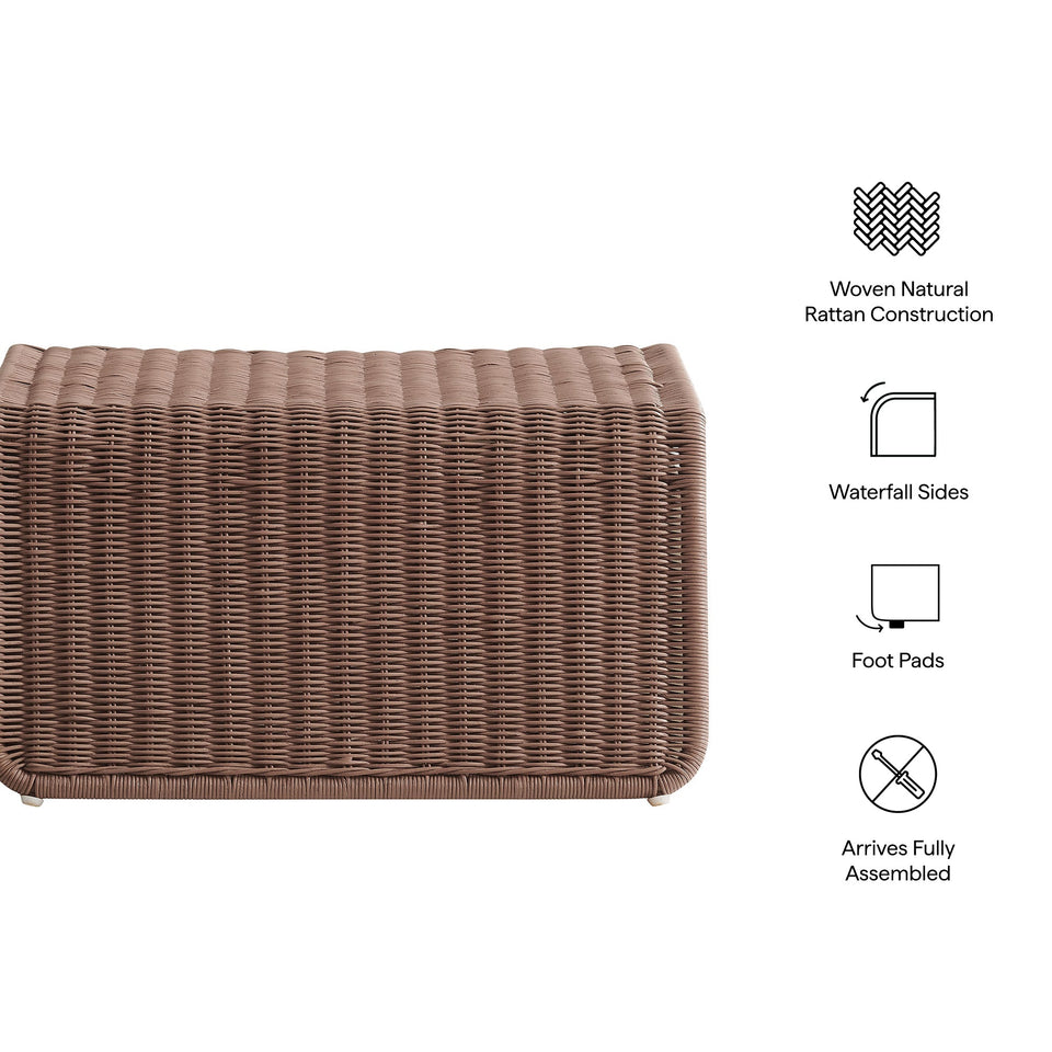 Eira Waterfall Natural Rattan Ottoman by Modway