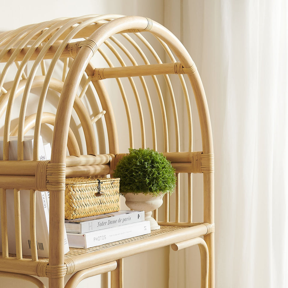 Ottilie 68 Inch Arched Natural Rattan Bookshelf by Modway