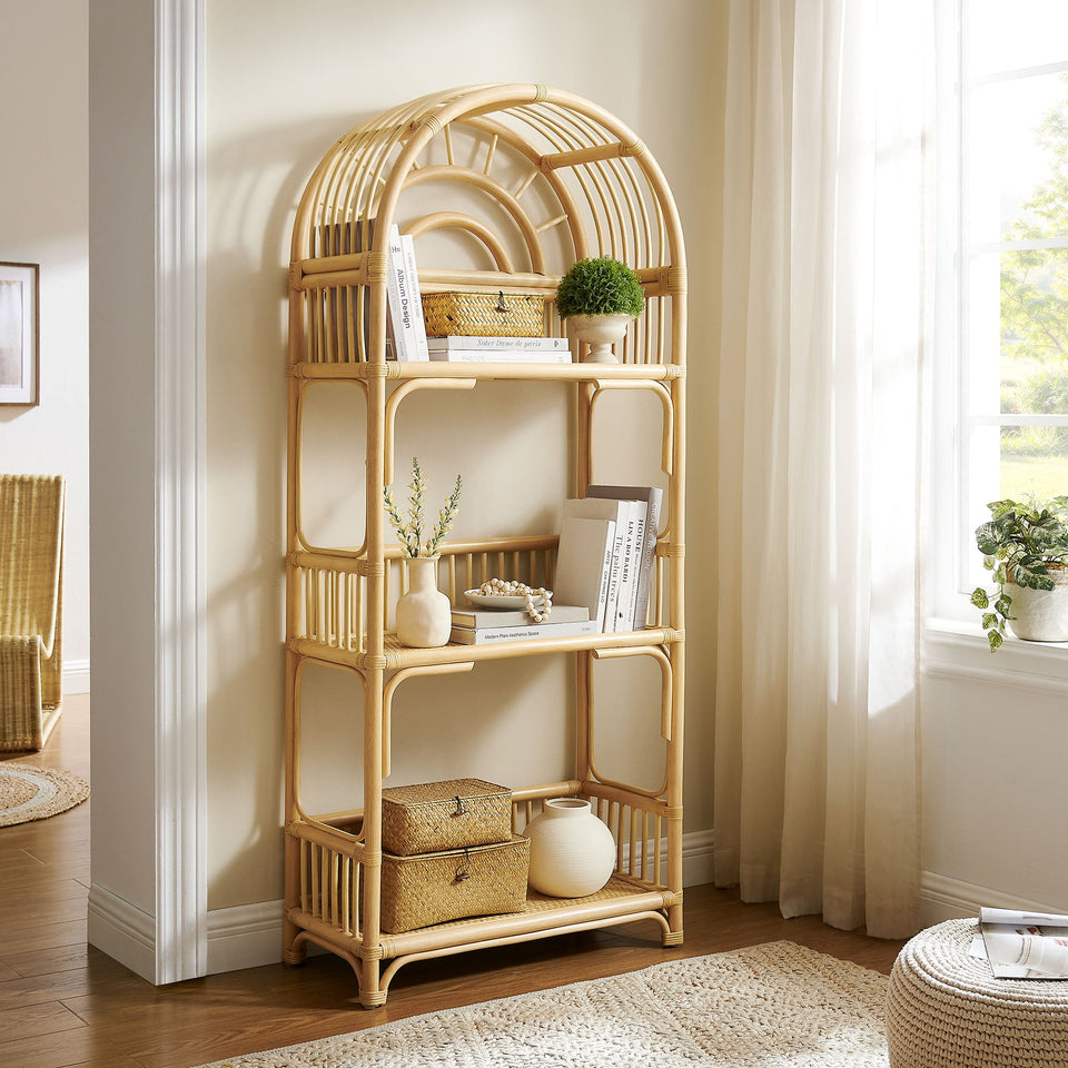 Ottilie 68 Inch Arched Natural Rattan Bookshelf by Modway
