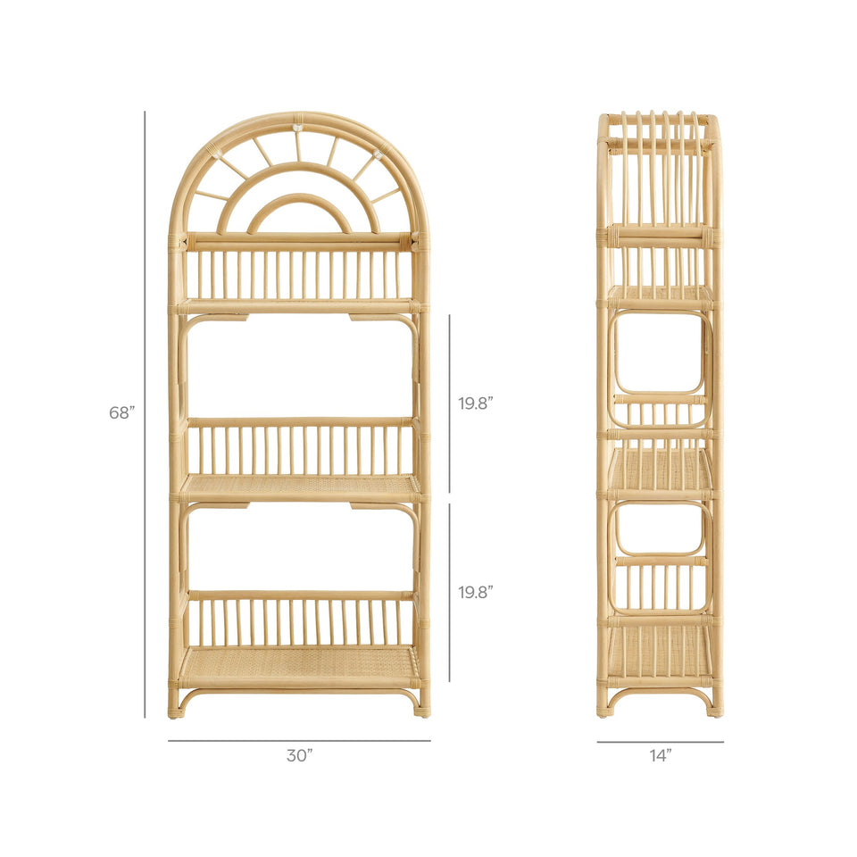 Ottilie 68 Inch Arched Natural Rattan Bookshelf by Modway