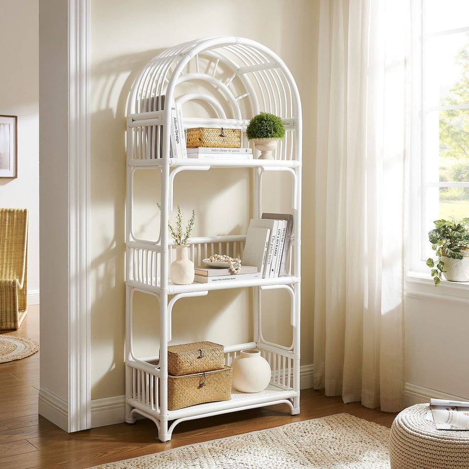 Ottilie 68 Inch Arched Natural Rattan Bookshelf by Modway