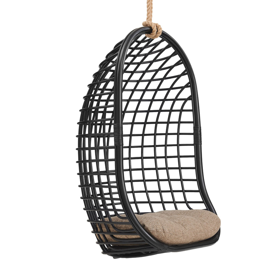 Tamsin Open Grid Weave Natural Rattan Hanging Chair by Modway