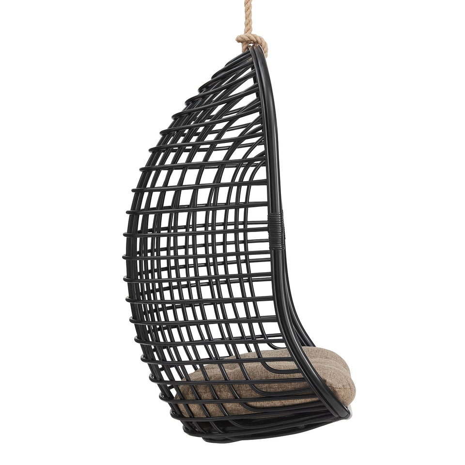 Tamsin Open Grid Weave Natural Rattan Hanging Chair by Modway
