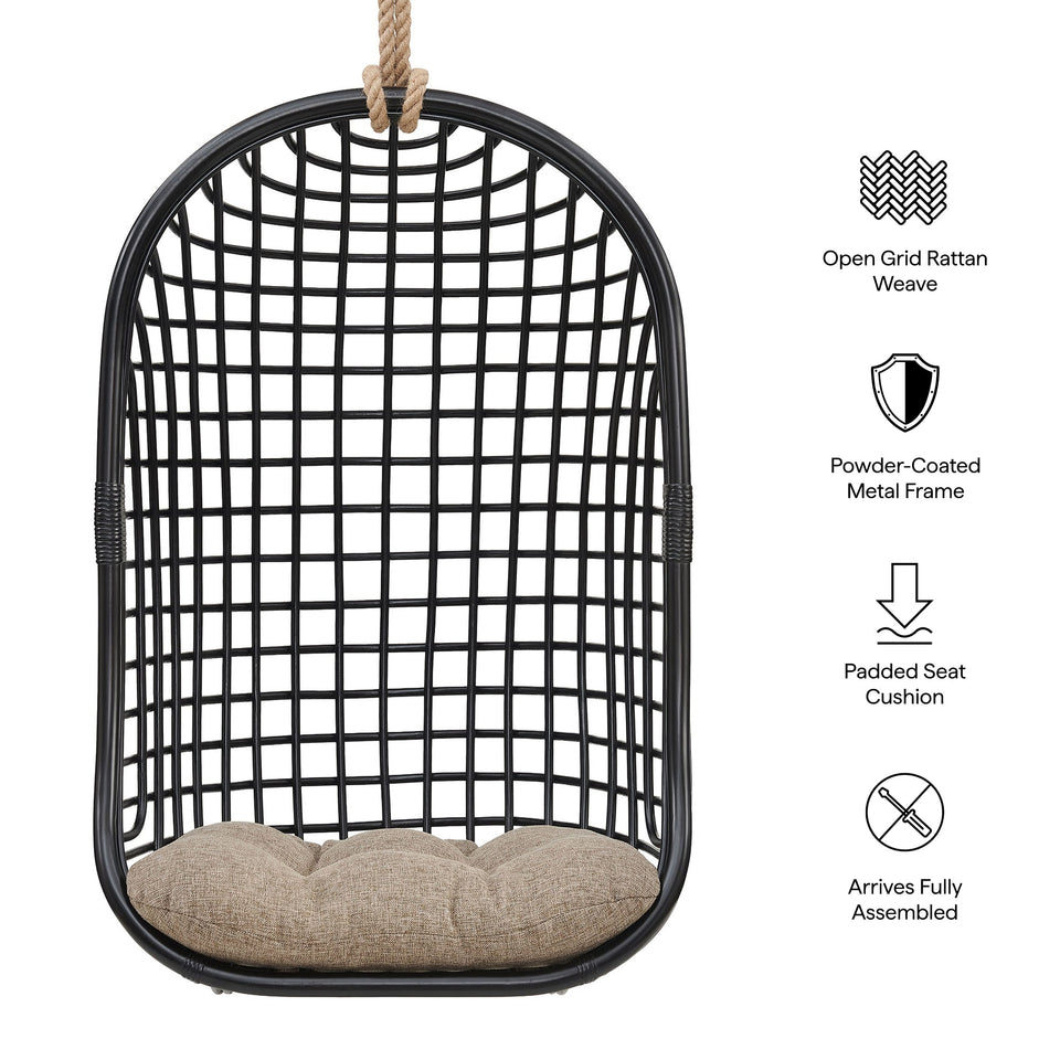 Tamsin Open Grid Weave Natural Rattan Hanging Chair by Modway