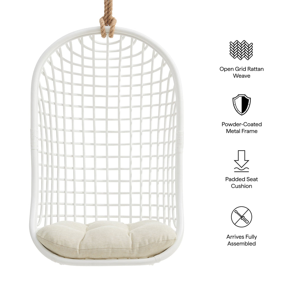 Tamsin Open Grid Weave Natural Rattan Hanging Chair by Modway
