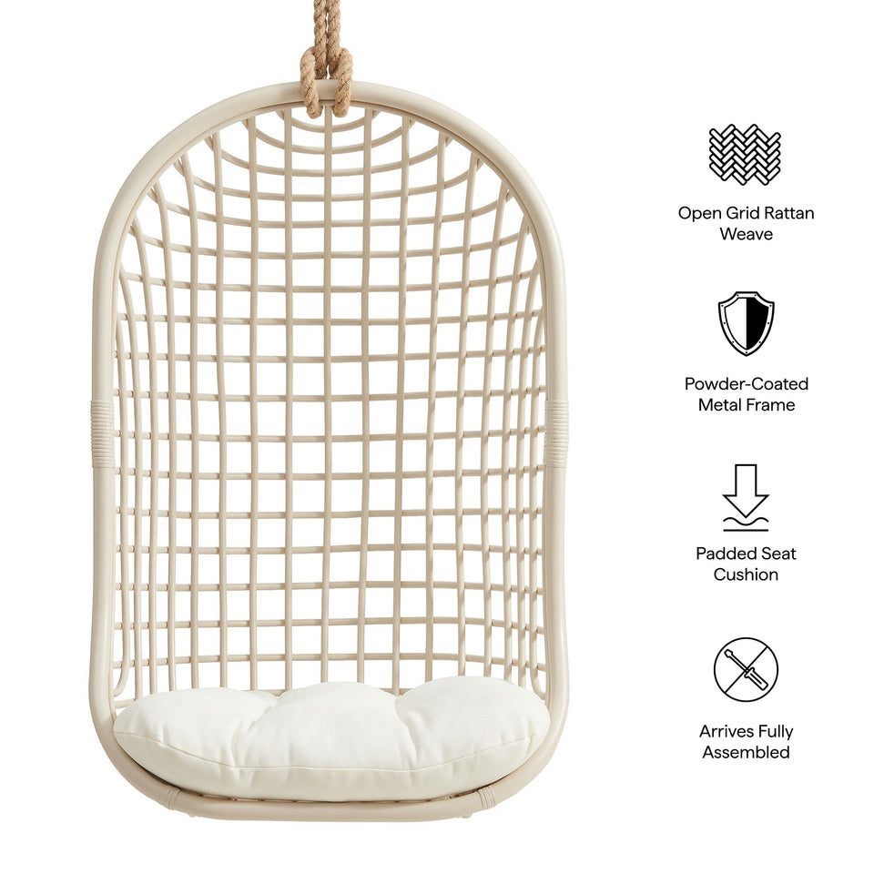 Tamsin Open Grid Weave Natural Rattan Hanging Chair by Modway