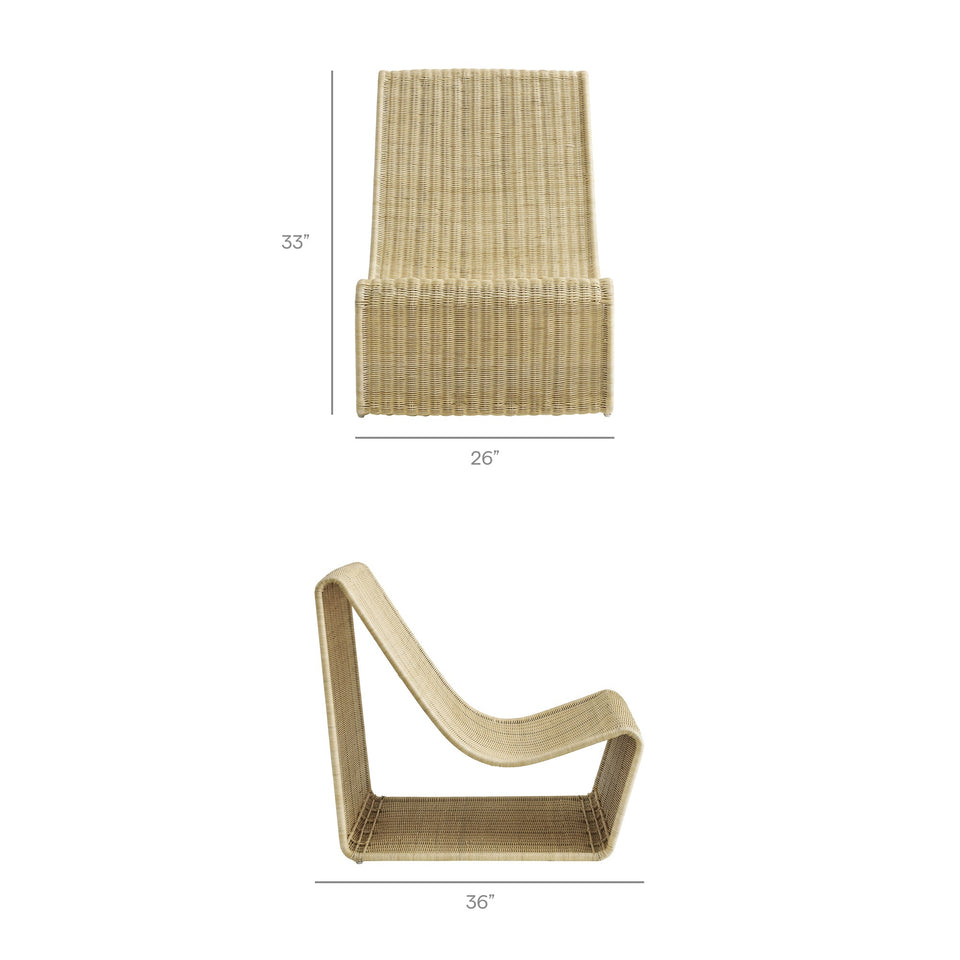 Eira 2 Piece Continuous Curved Natural Rattan Lounge Chair and Ottoman Set by Modway