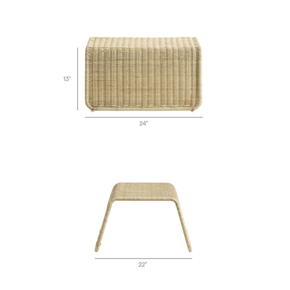 Eira 2 Piece Continuous Curved Natural Rattan Lounge Chair and Ottoman Set by Modway