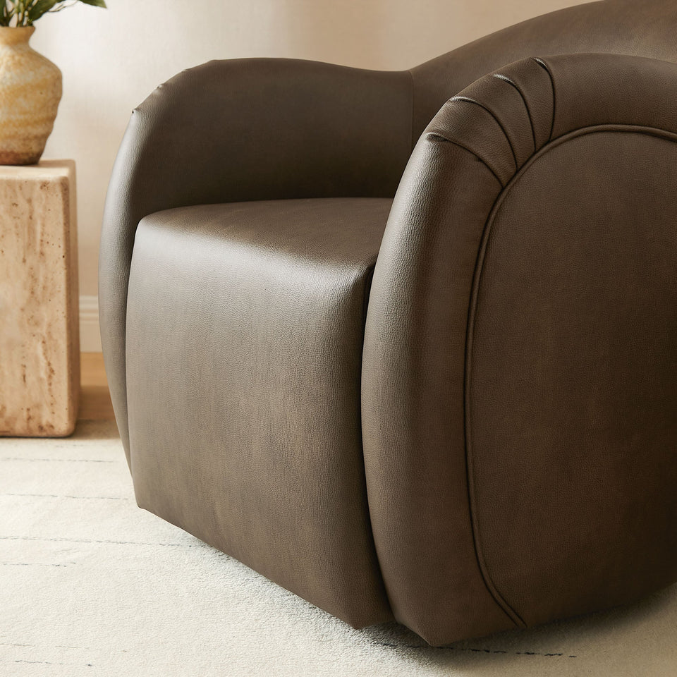Compose Barrel Vegan Leather Swivel Armchair by Modway