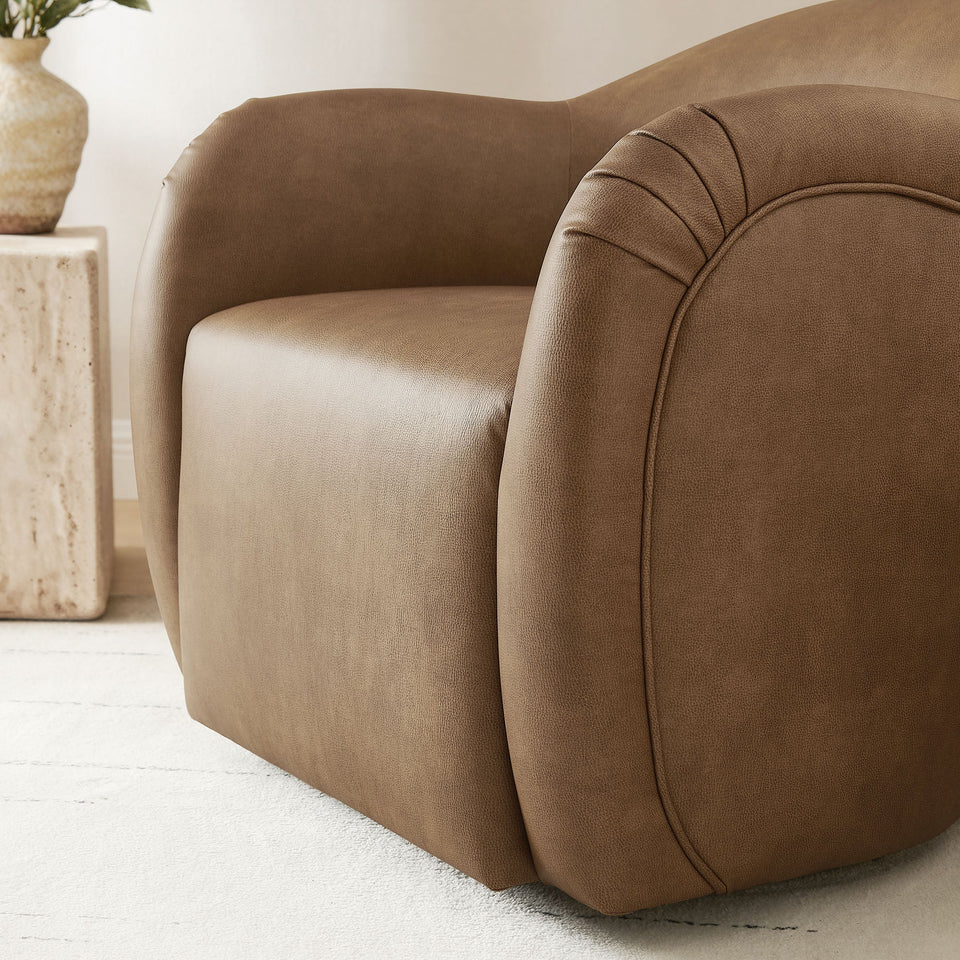 Compose Barrel Vegan Leather Swivel Armchair by Modway