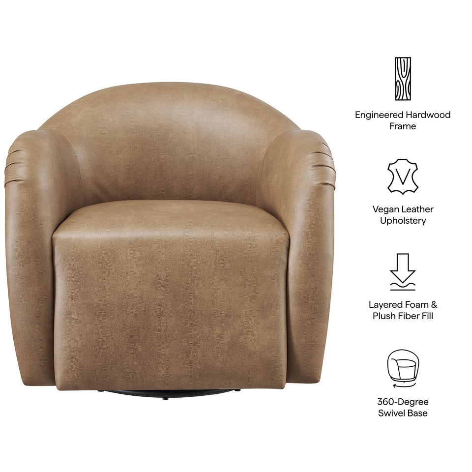 Compose Barrel Vegan Leather Swivel Armchair by Modway