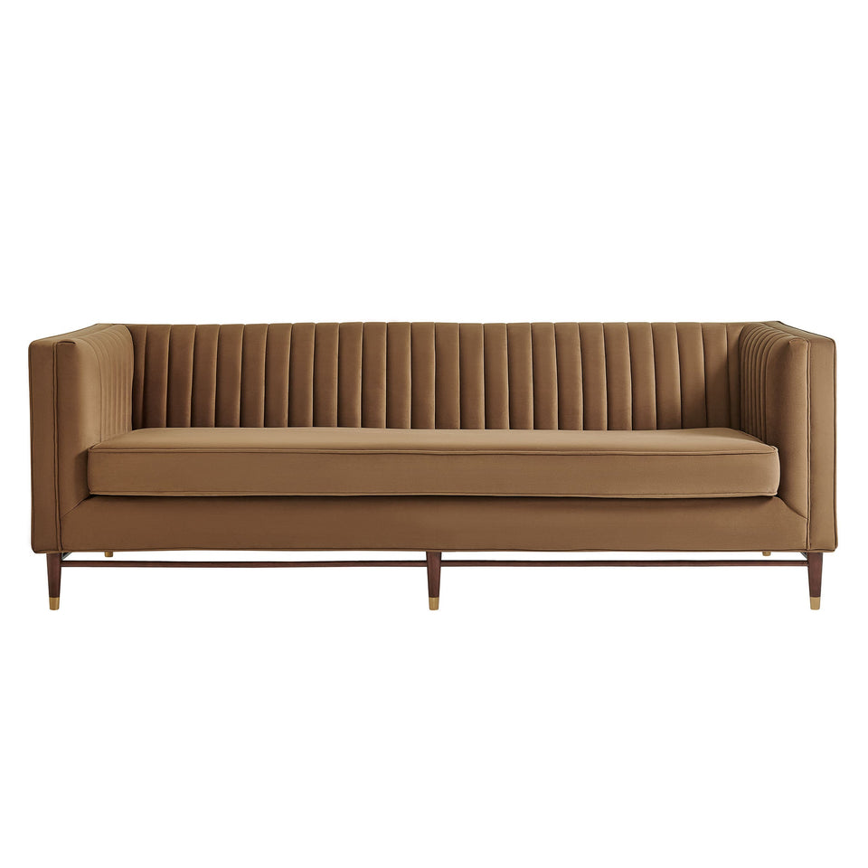 Devote 93 Inch Performance Velvet Channel Tufted Sofa by Modway