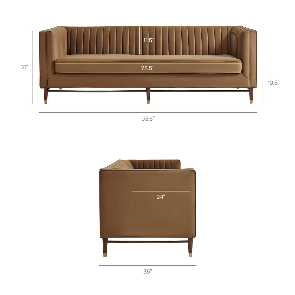Devote 93 Inch Performance Velvet Channel Tufted Sofa by Modway