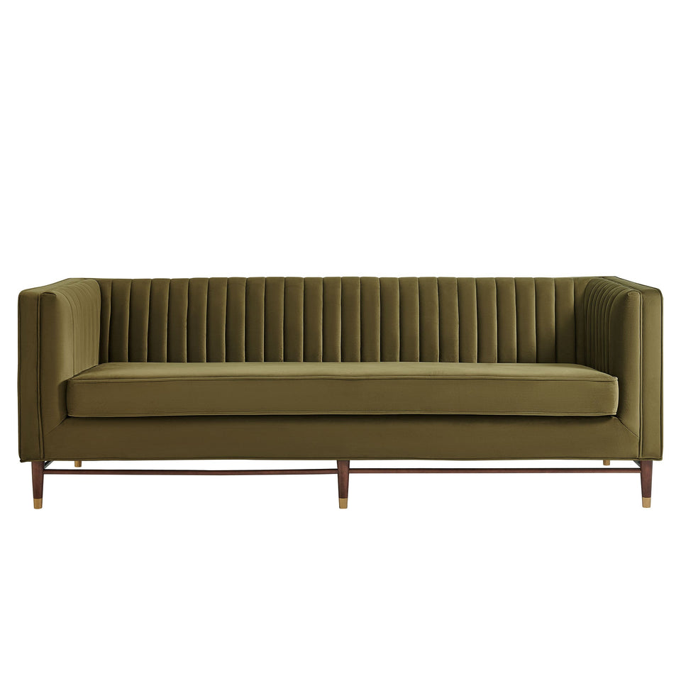Devote 93 Inch Performance Velvet Channel Tufted Sofa by Modway