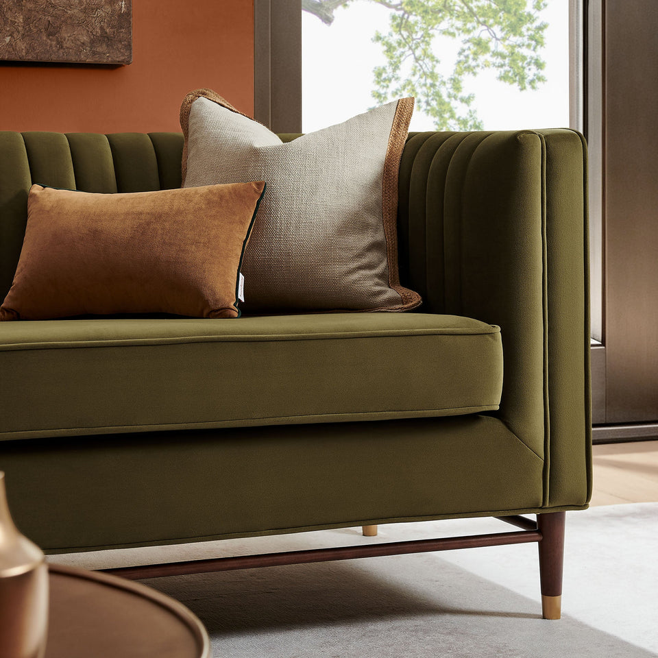 Devote 93 Inch Performance Velvet Channel Tufted Sofa by Modway