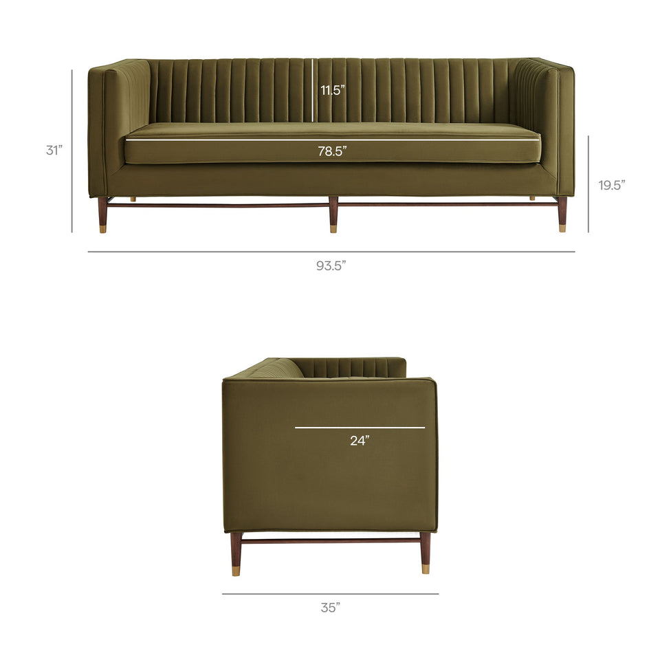 Devote 93 Inch Performance Velvet Channel Tufted Sofa by Modway
