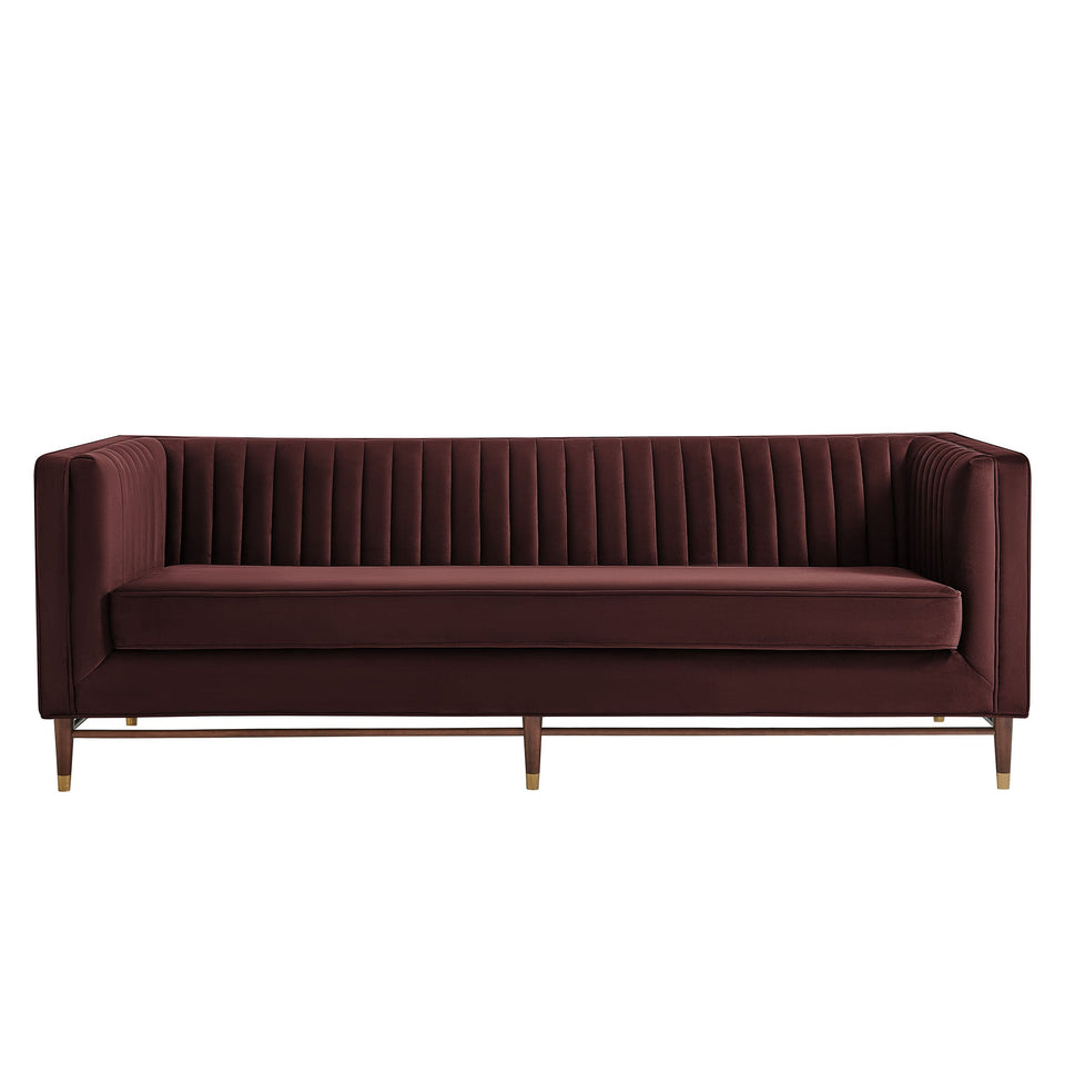 Devote 93 Inch Performance Velvet Channel Tufted Sofa by Modway