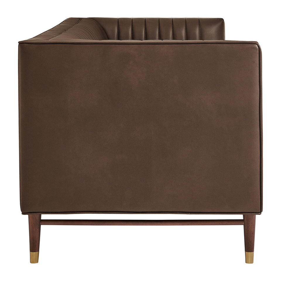 Devote 93 Inch Vegan Leather Channel Tufted Sofa by Modway