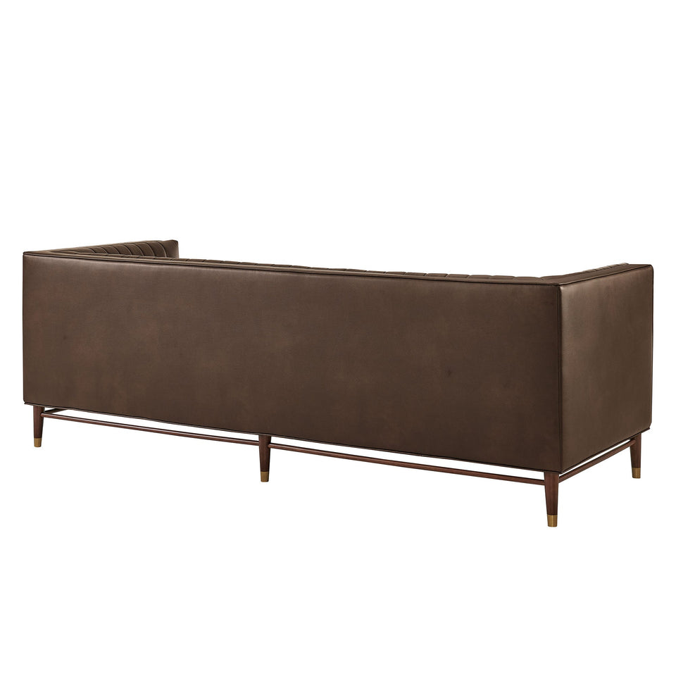 Devote 93 Inch Vegan Leather Channel Tufted Sofa by Modway