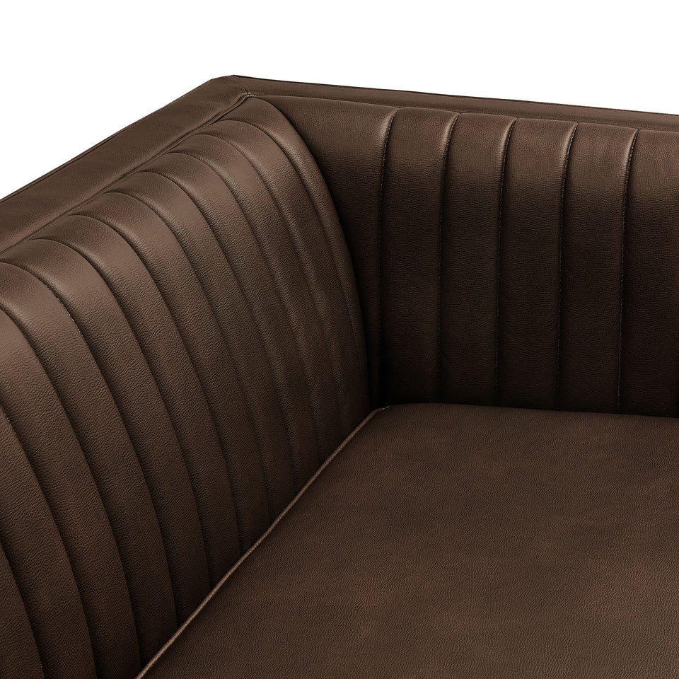 Devote 93 Inch Vegan Leather Channel Tufted Sofa by Modway