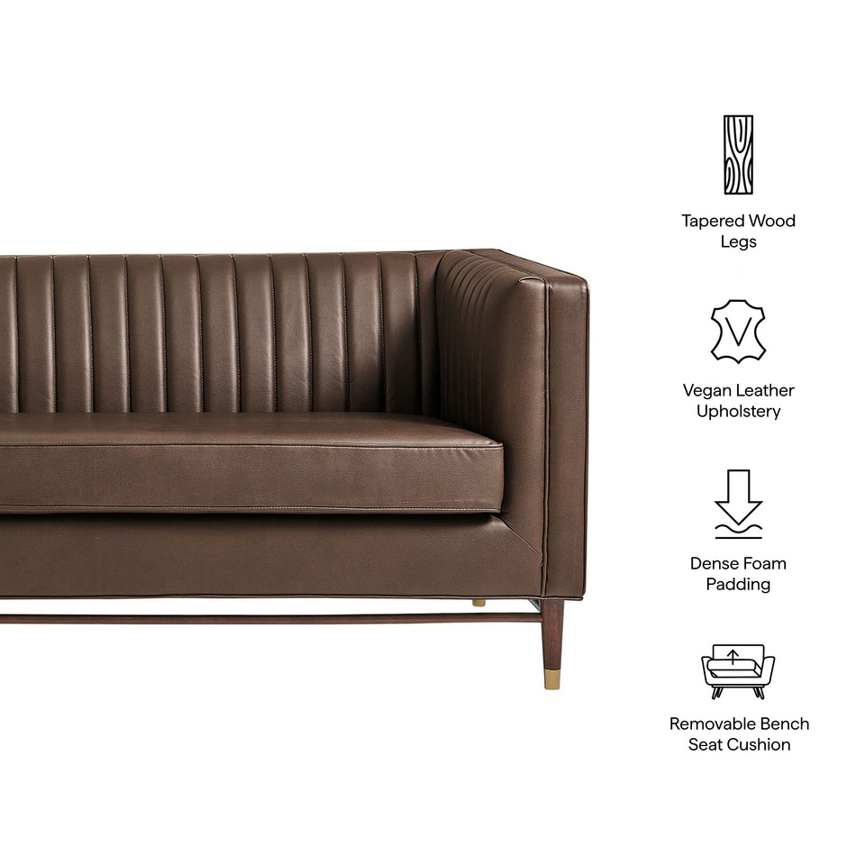Devote 93 Inch Vegan Leather Channel Tufted Sofa by Modway
