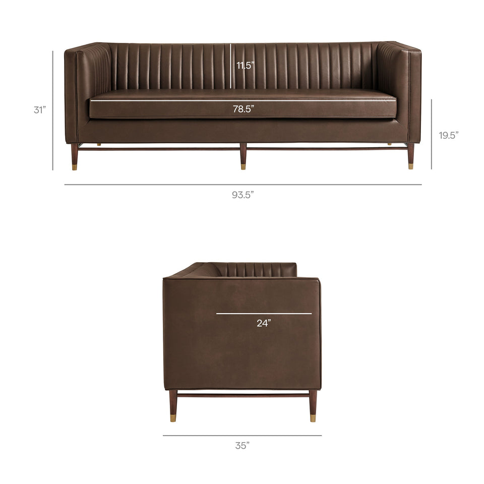 Devote 93 Inch Vegan Leather Channel Tufted Sofa by Modway