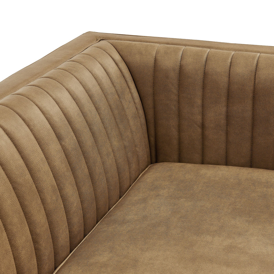 Devote 93 Inch Vegan Leather Channel Tufted Sofa by Modway
