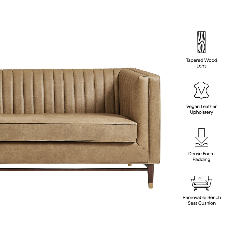 Devote 93 Inch Vegan Leather Channel Tufted Sofa by Modway