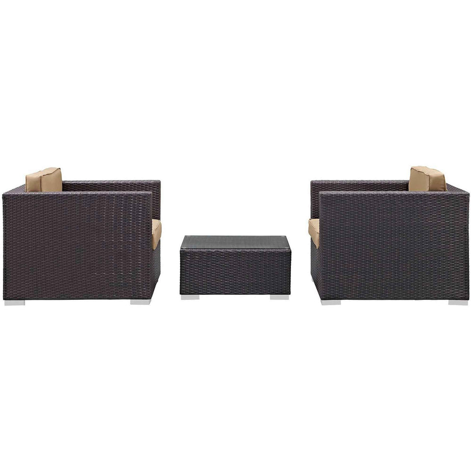 Burrow 3 Piece Outdoor Patio Sofa Set by Modway