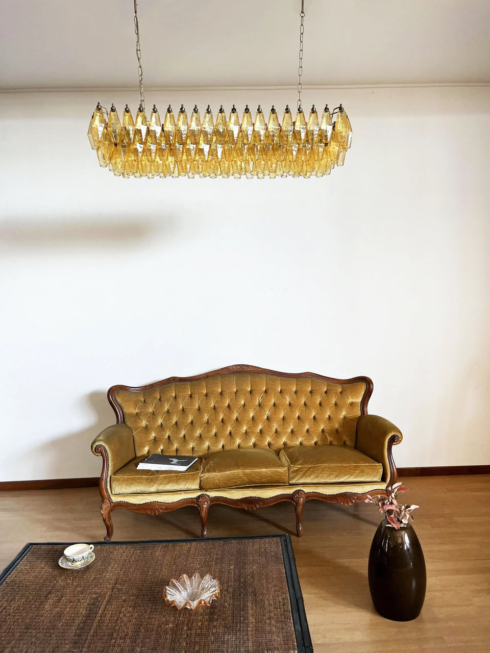 Elegant Amber Murano Poliedri Chandelier