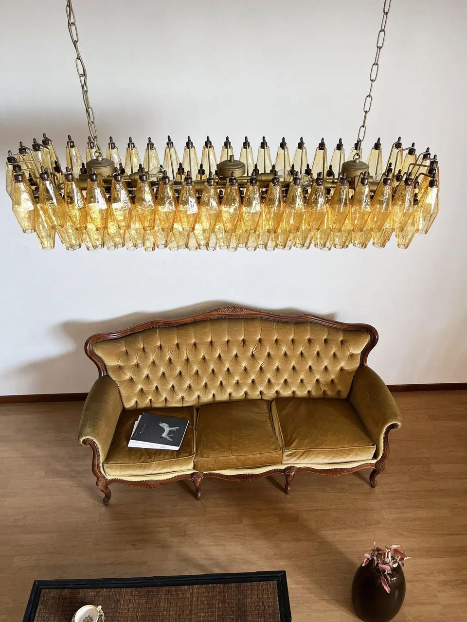 Elegant Amber Murano Poliedri Chandelier