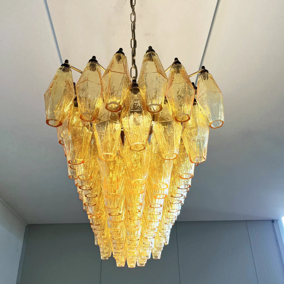 Elegant Amber Murano Poliedri Chandelier