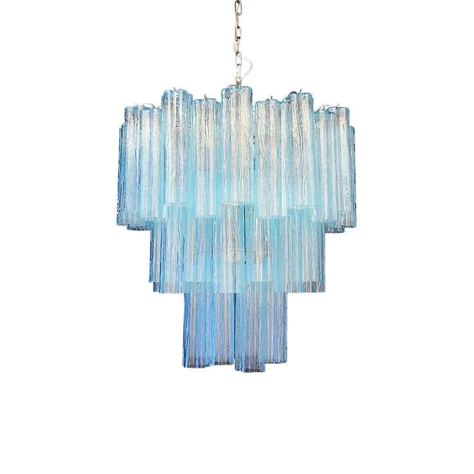 Elegant Blue Murano Glass Tube Chandelier