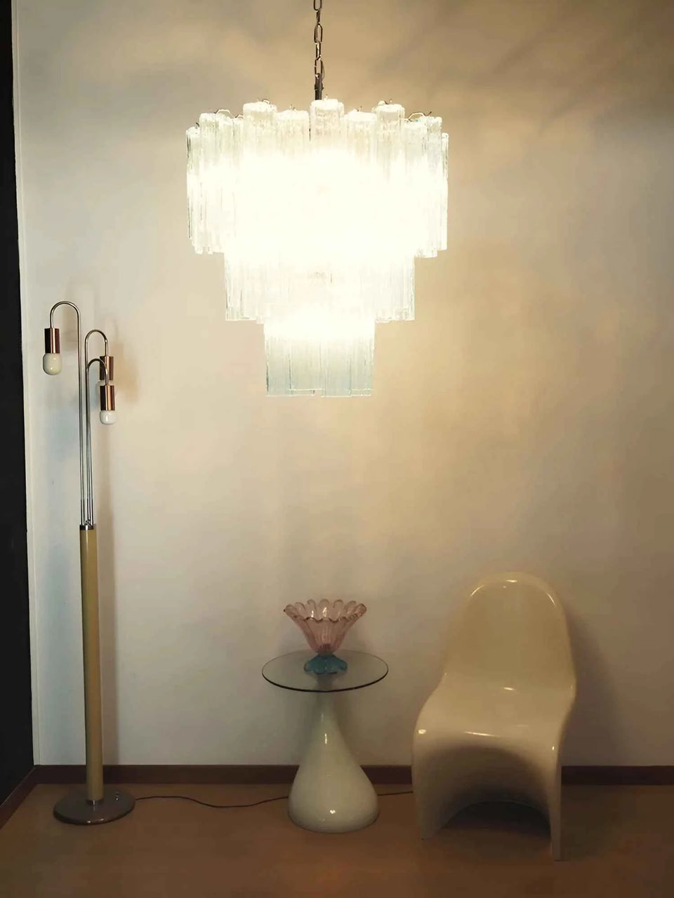 Elegant Blue Murano Glass Tube Chandelier