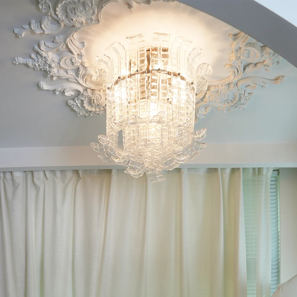 Elegant Murano Leaf Shaped Ceiling Lamp