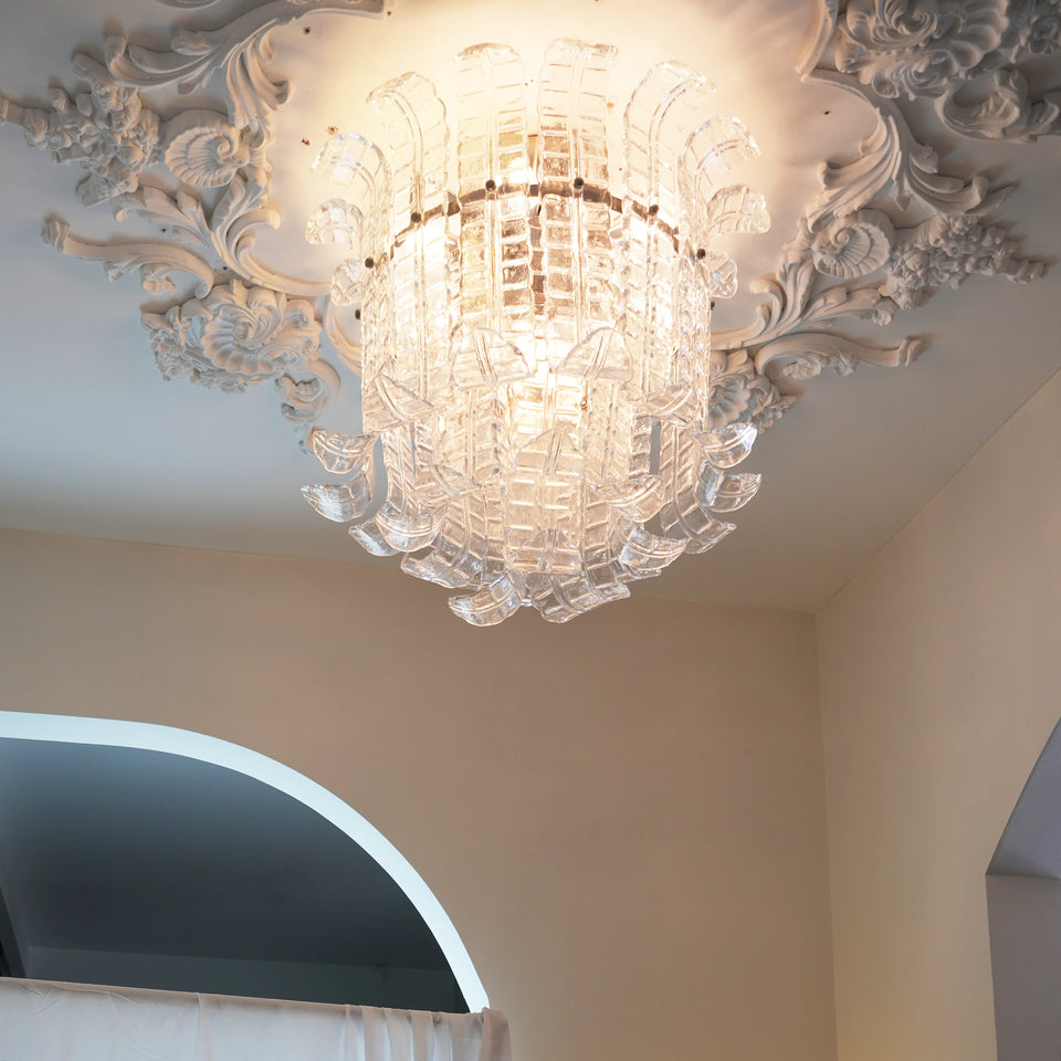 Elegant Murano Leaf Shaped Ceiling Lamp