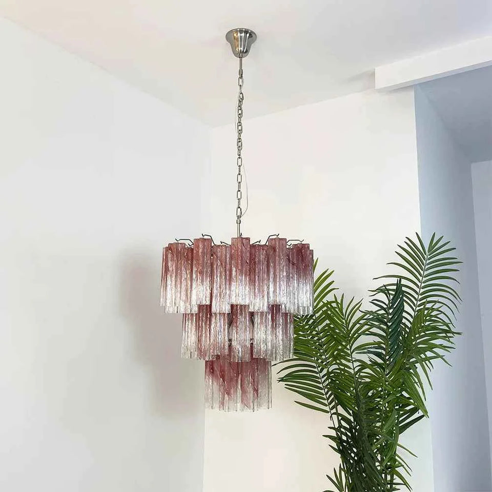 Elegant Murano Pink Rose Chandelier