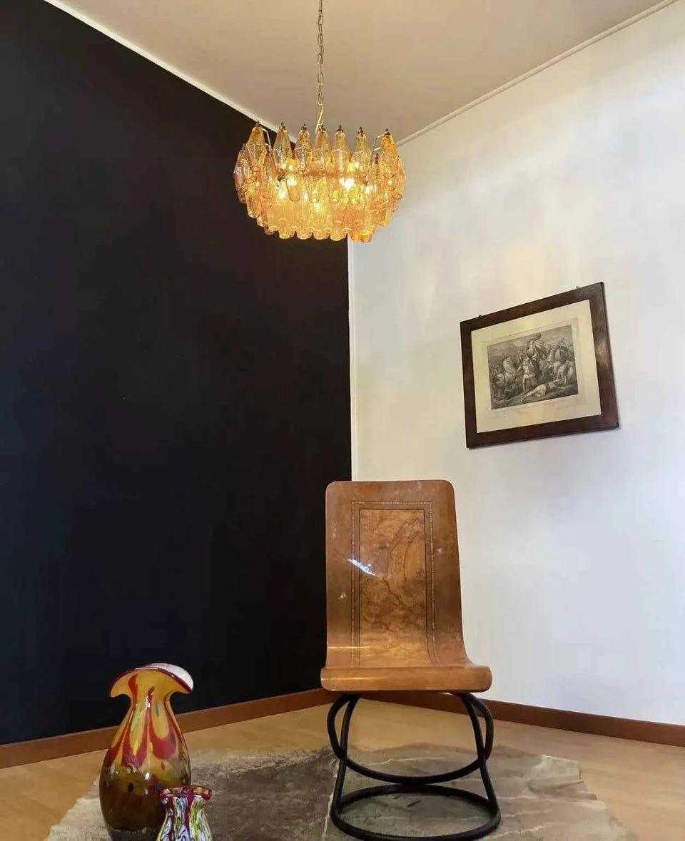 Poliedri Murano Amber Chandelier