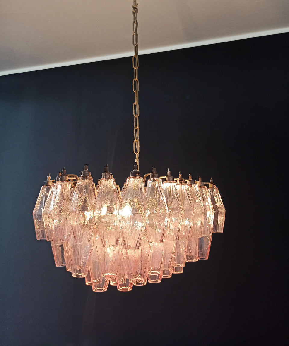 Poliedri Murano Pink Chandelier