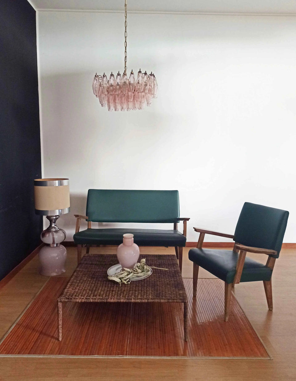 Poliedri Murano Pink Chandelier
