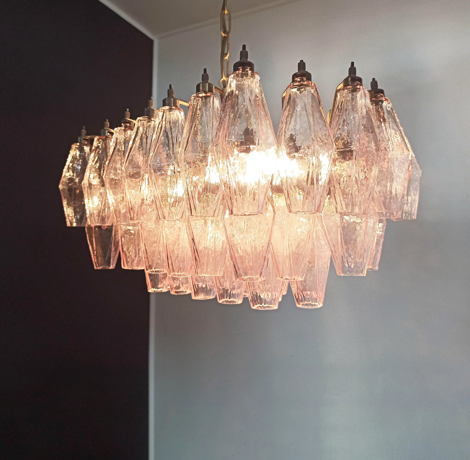 Poliedri Murano Pink Chandelier
