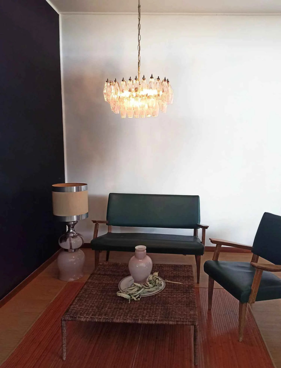 Poliedri Murano Pink Chandelier