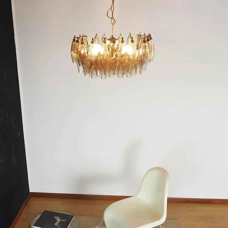 Poliedri Murano Smoked Chandelier