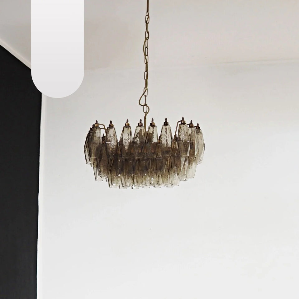Poliedri Murano Smoked Chandelier