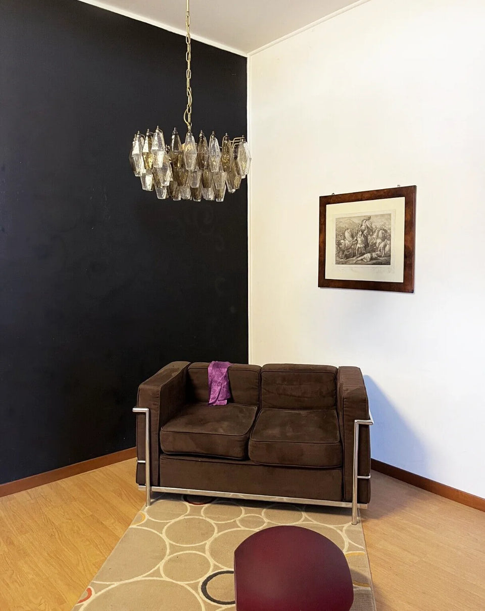 Poliedri Murano Transparent Smoked Chandelier