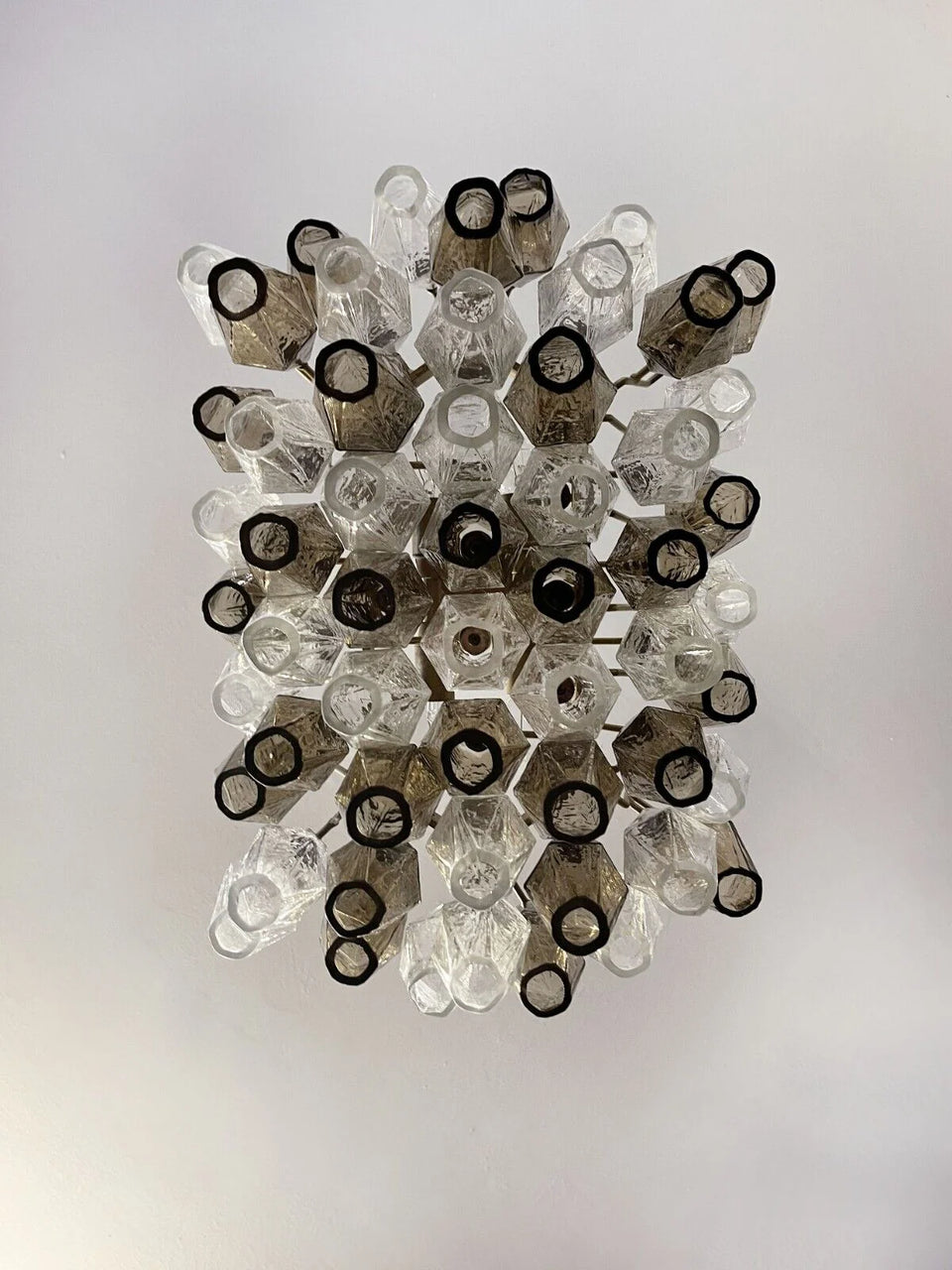 Poliedri Murano Transparent Smoked Chandelier